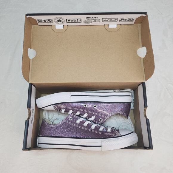 Converse Shoes Juniors 5 Purple Shiny Sparkly Glitter Low Tops Womens 6.5 7 - Picture 12 of 14